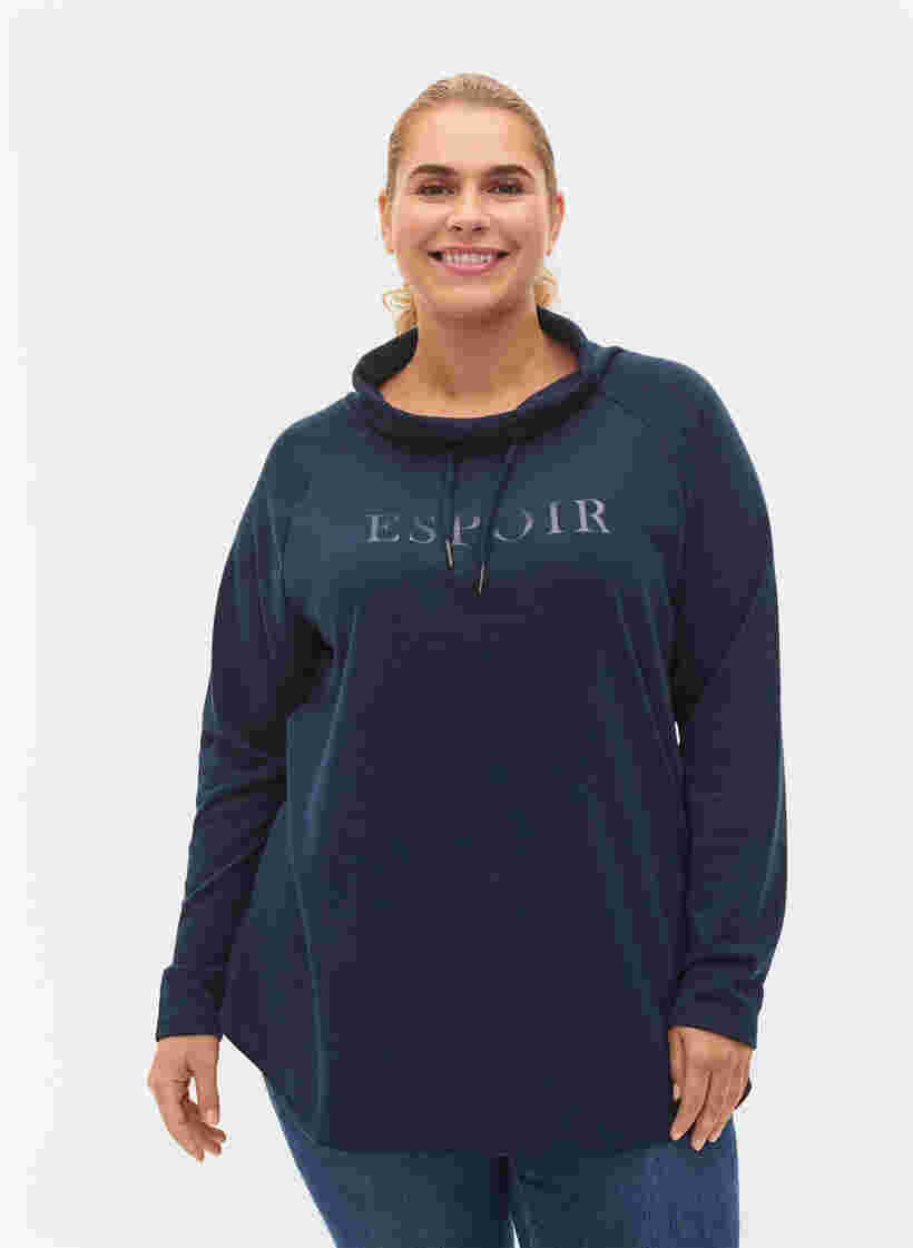 Sweatshirt mit hohem Kragen, Navy Blazer, Model image number 0