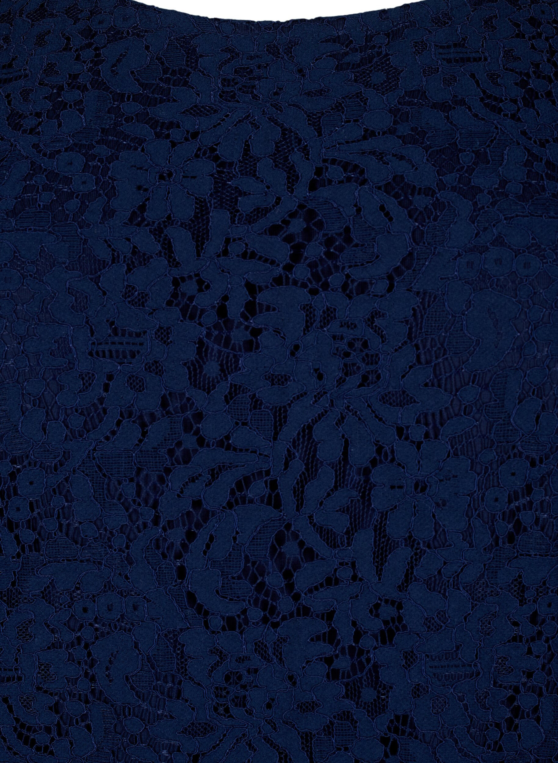 Zizzi Spitzenkleid mit langen &Auml;rmeln, Navy Blazer, Packshot image number 2