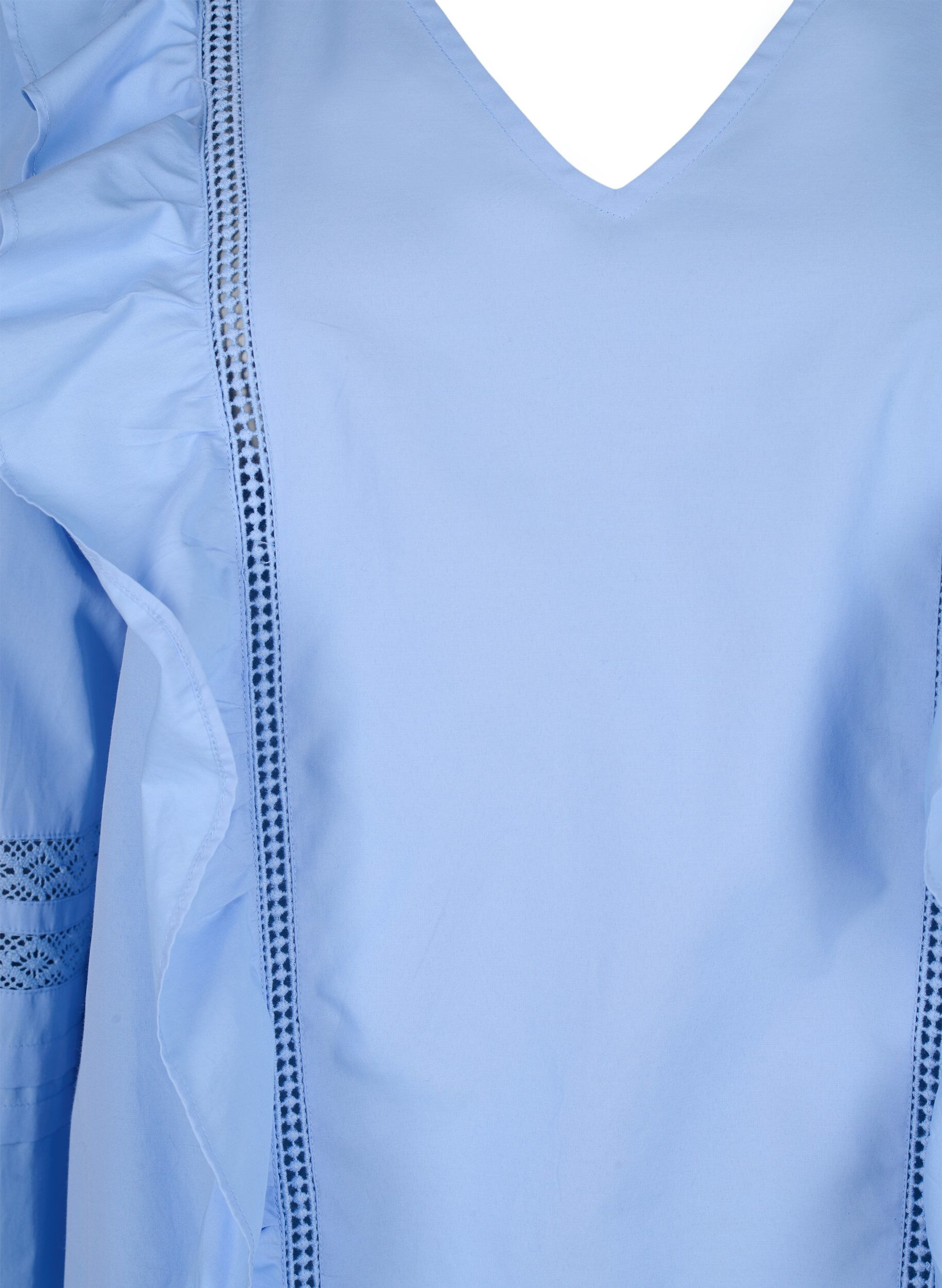 Zizzi Bluse mit Ruffles und Lace Trim, Blau, Packshot image number 2