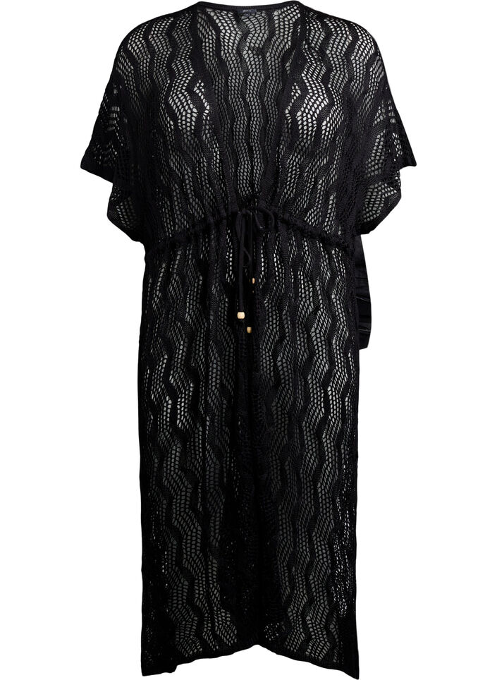 Strandkimono mit Bindeg&uuml;rtel, Schwarz, Packshot image number 0