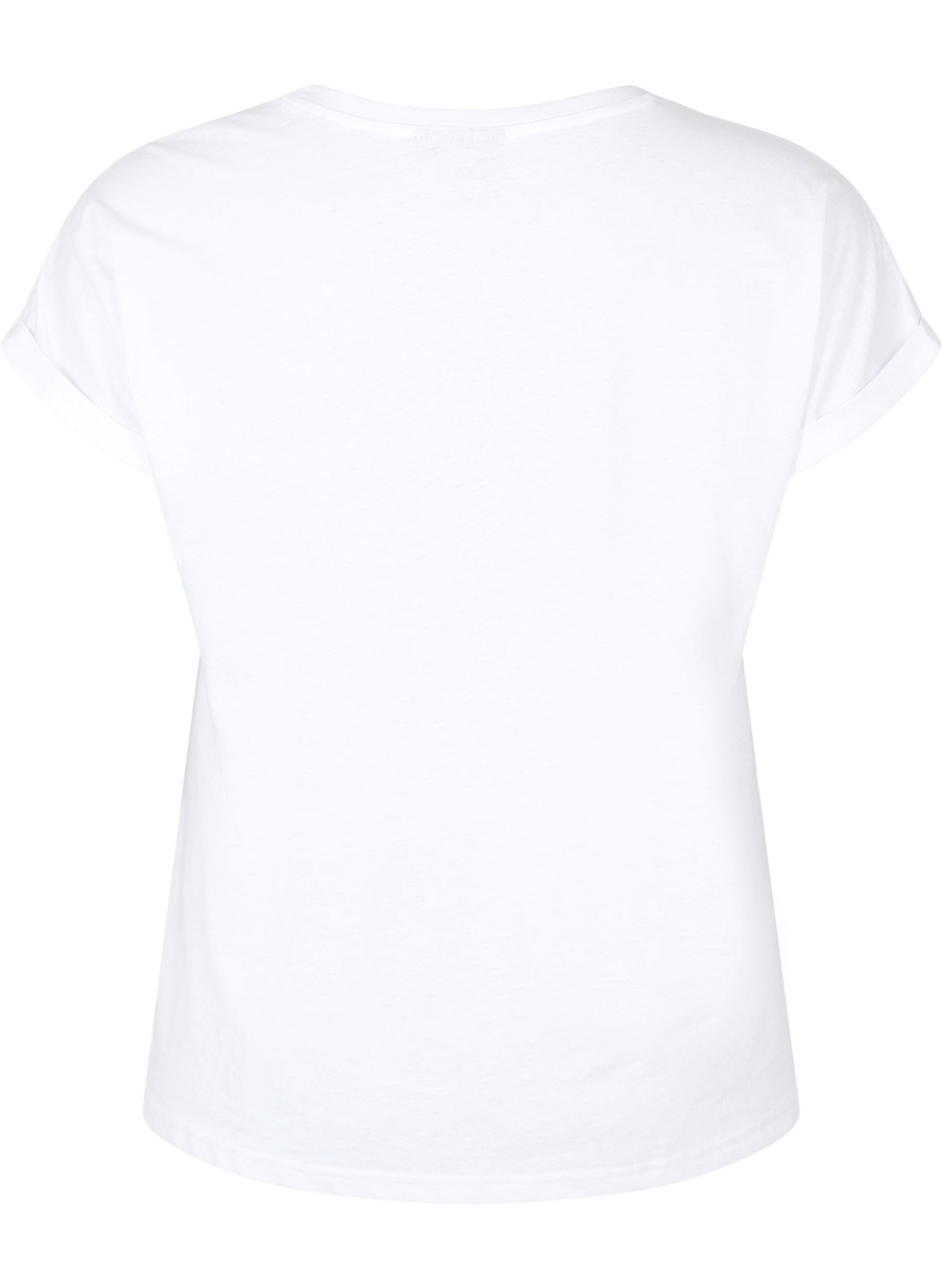 ZizziKurz&auml;rmeliges T-Shirt aus einer Baumwollmischung, Wei&szlig;, Packshot image number 1