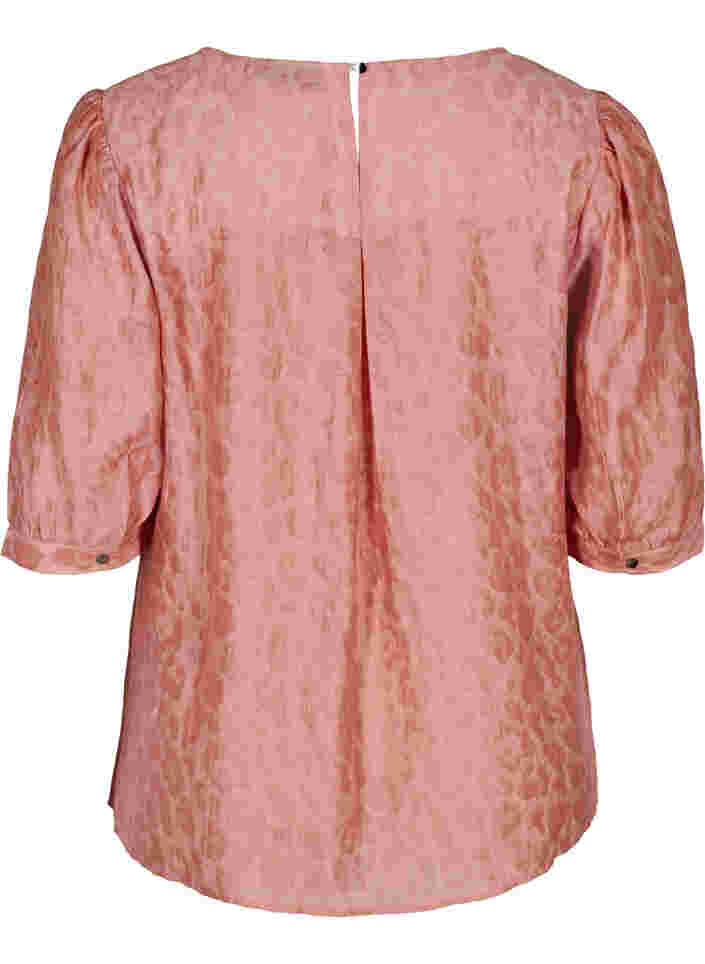 Bluse mit 2/4-Ärmeln und Tone-in-Tone Muster, Rose Smoke, Packshot image number 1
