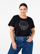 Baumwoll-T-Shirt mit Druck, Black w. Silverlion, Model image number 0