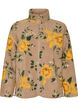 Gebl&uuml;mte Fleecejacke mit hohem Kragen und Rei&szlig;verschluss, Beige, Packshot image number 0