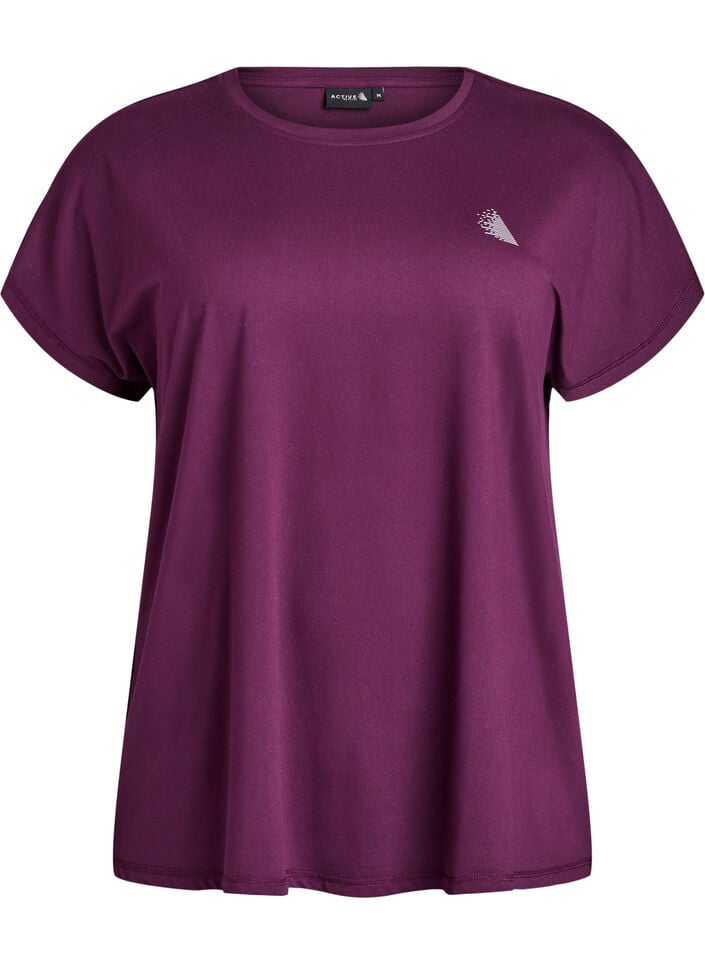 Einfarbiges Trainings-T-Shirt, Lila, Packshot image number 0