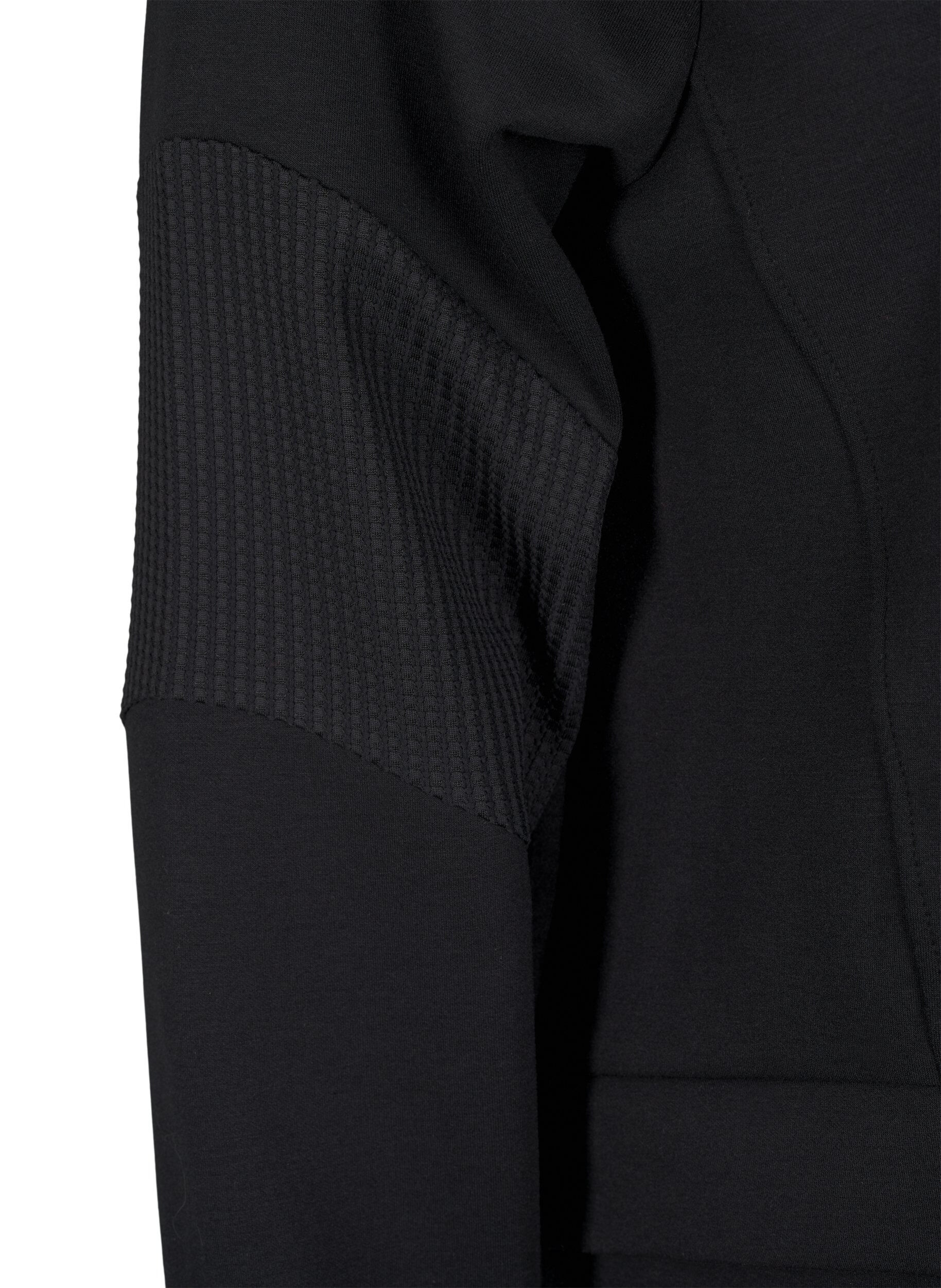 Zizzi Kapuzen-Sweatjacke mit Taschen, Black, Packshot image number 3