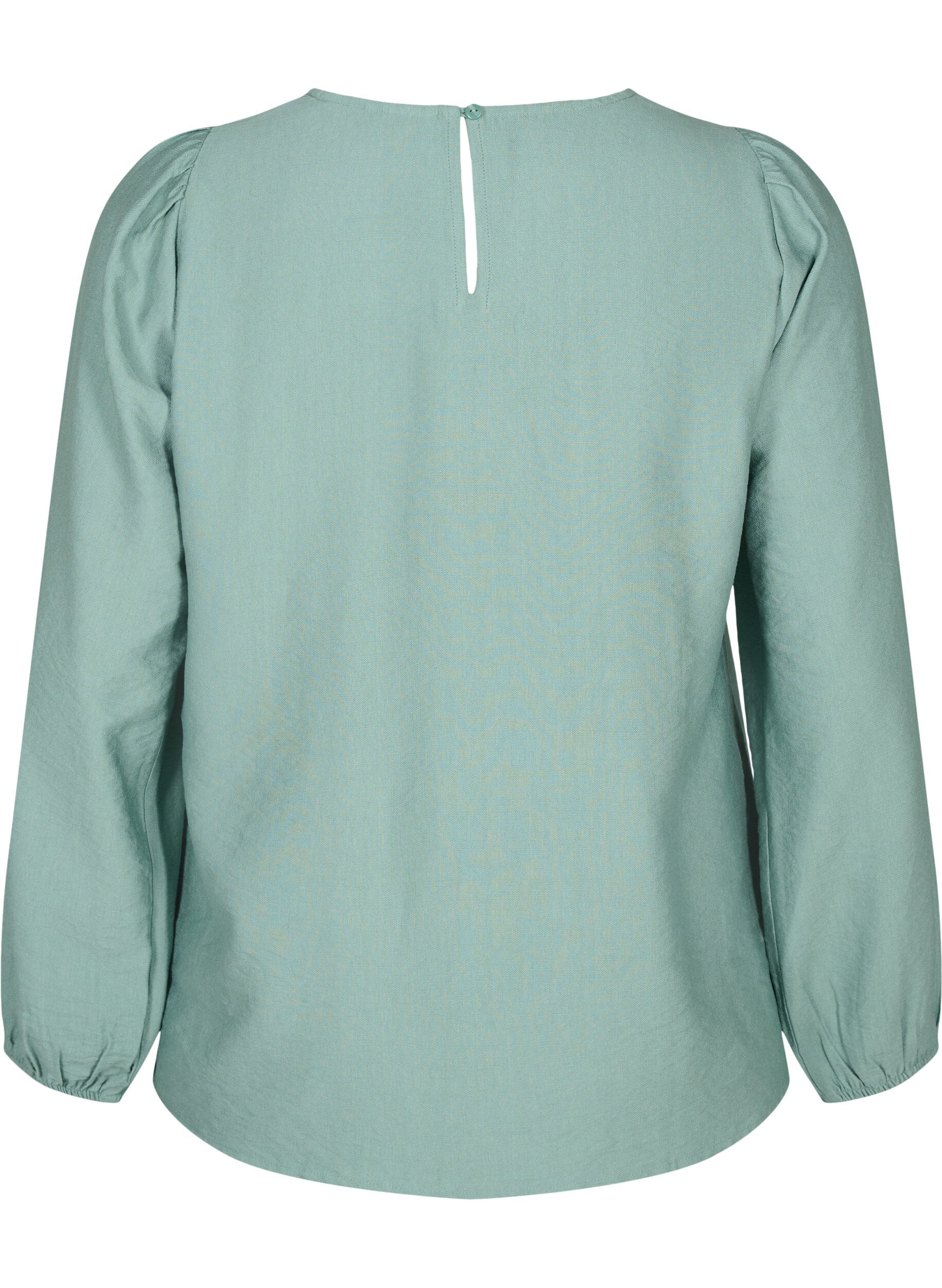 Zizzi Bluse aus Viskose mit H&auml;keldetails, Chinois Green, Packshot image number 1