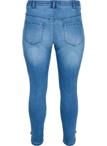 Cropped Amy Jeans mit Perlendetail, Blue denim, Packshot image number 1