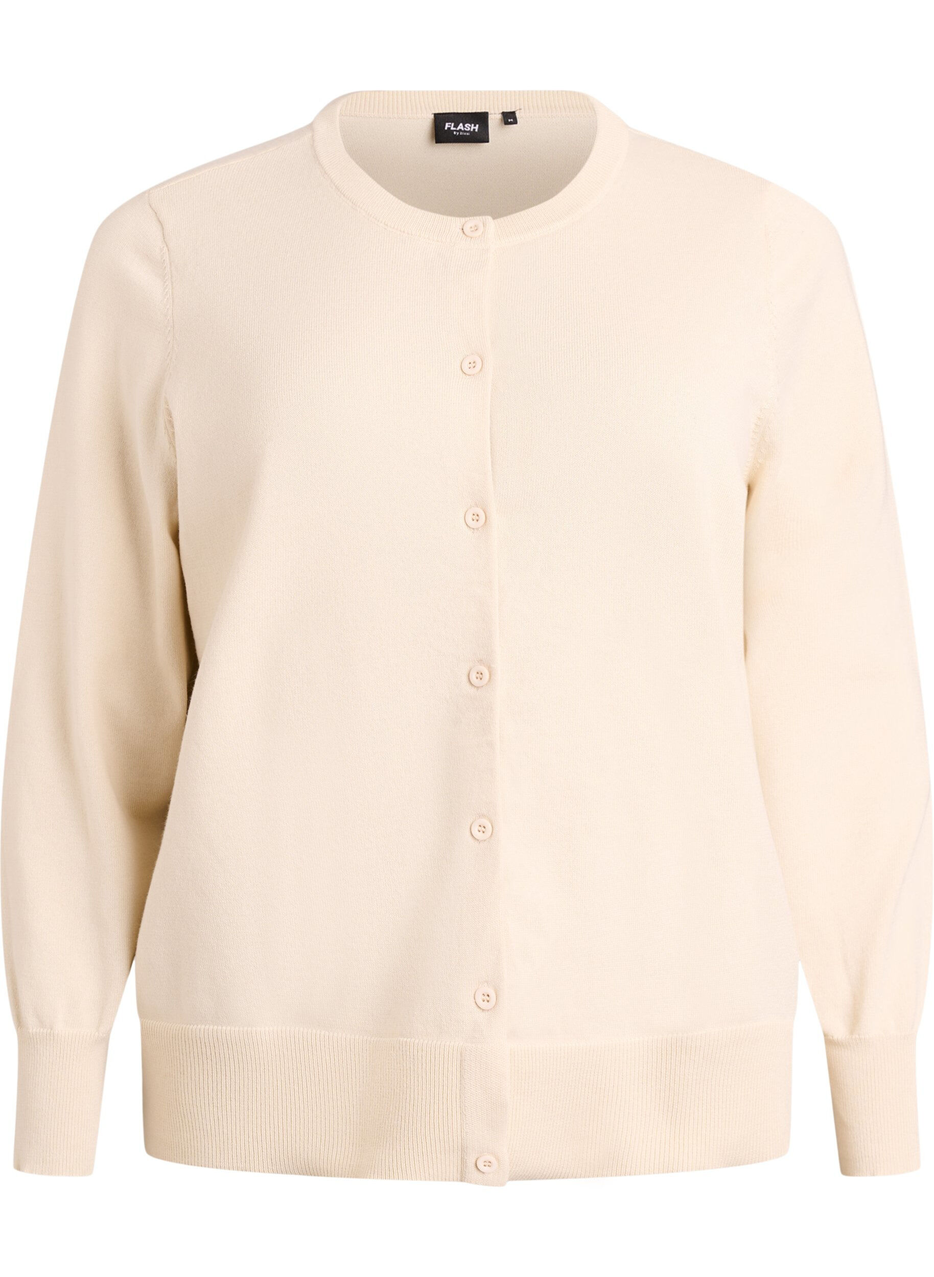 FLASH - Feinstrick-Strickjacke mit Rundhalsausschnitt