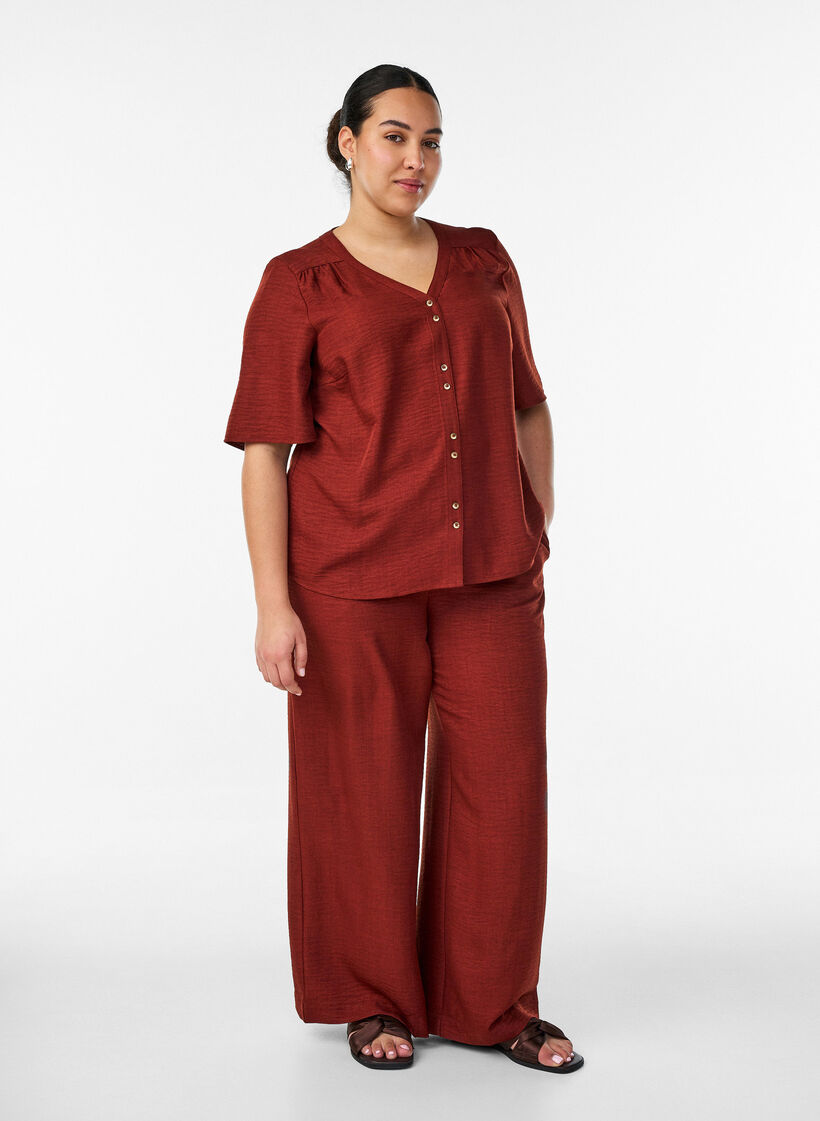 Lockere Hose mit elastischem Bund und Taschen, Rot, Model image number 0