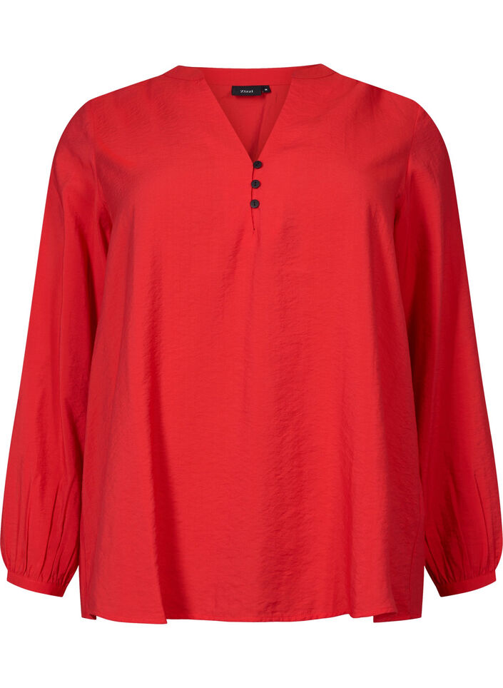Langärmelige Bluse aus Viskosemischung, Fiery Red, Packshot image number 0