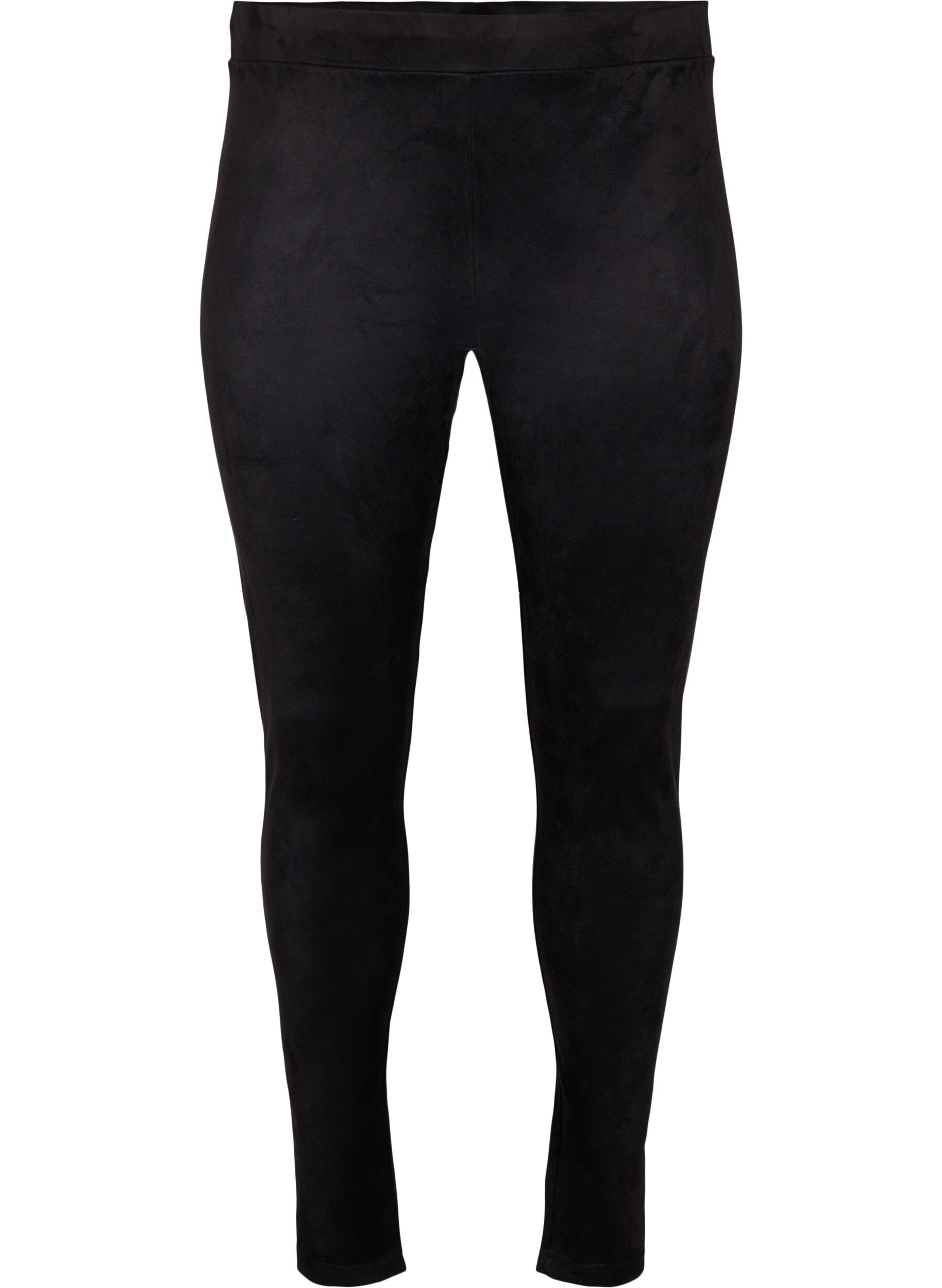 Zizzi Leggings aus Veloursleder-Imitat, Black, Packshot image number 0