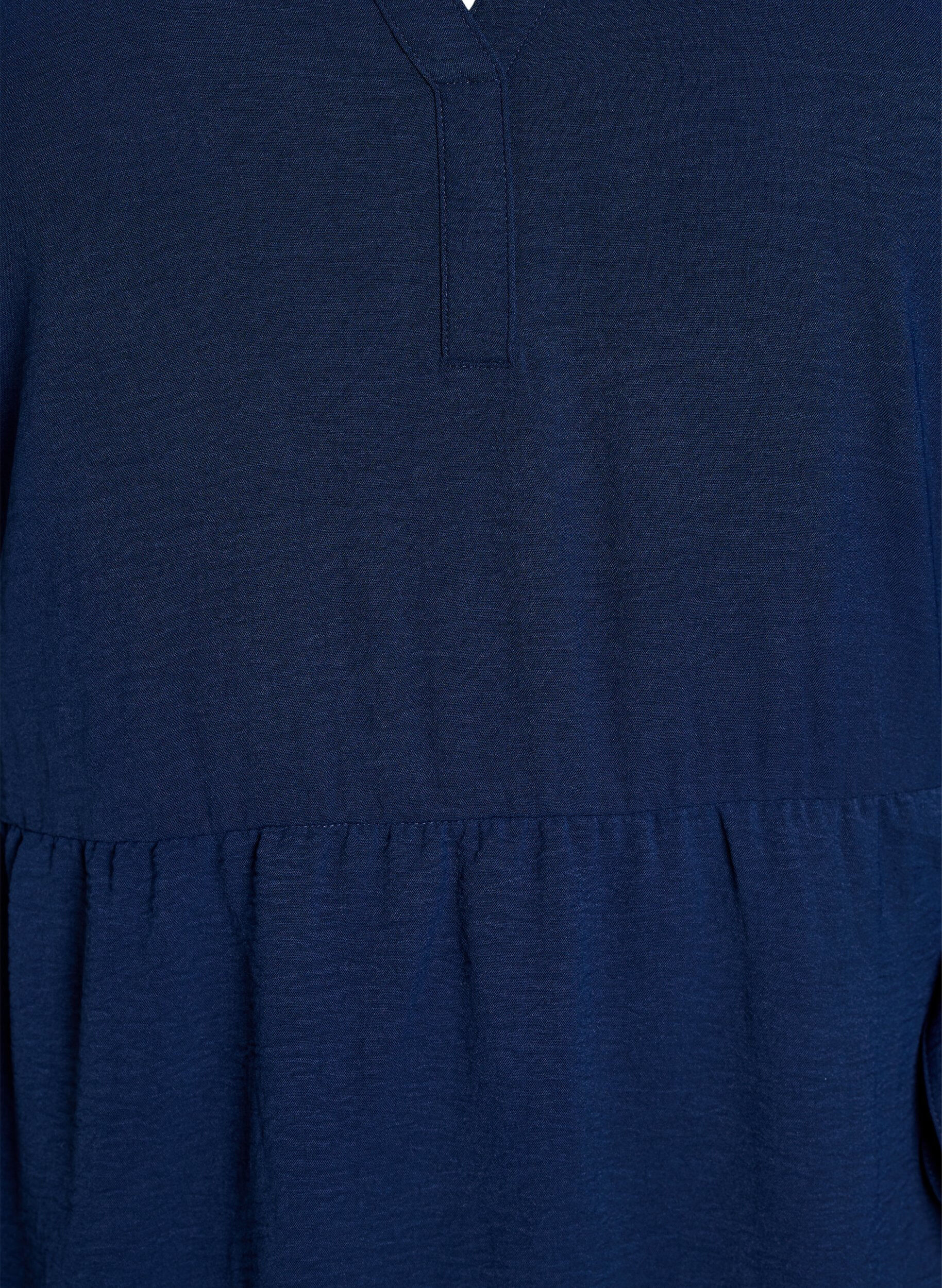 Zizzi Midilanges Kleid mit Bindedetail, Blau, Packshot image number 2