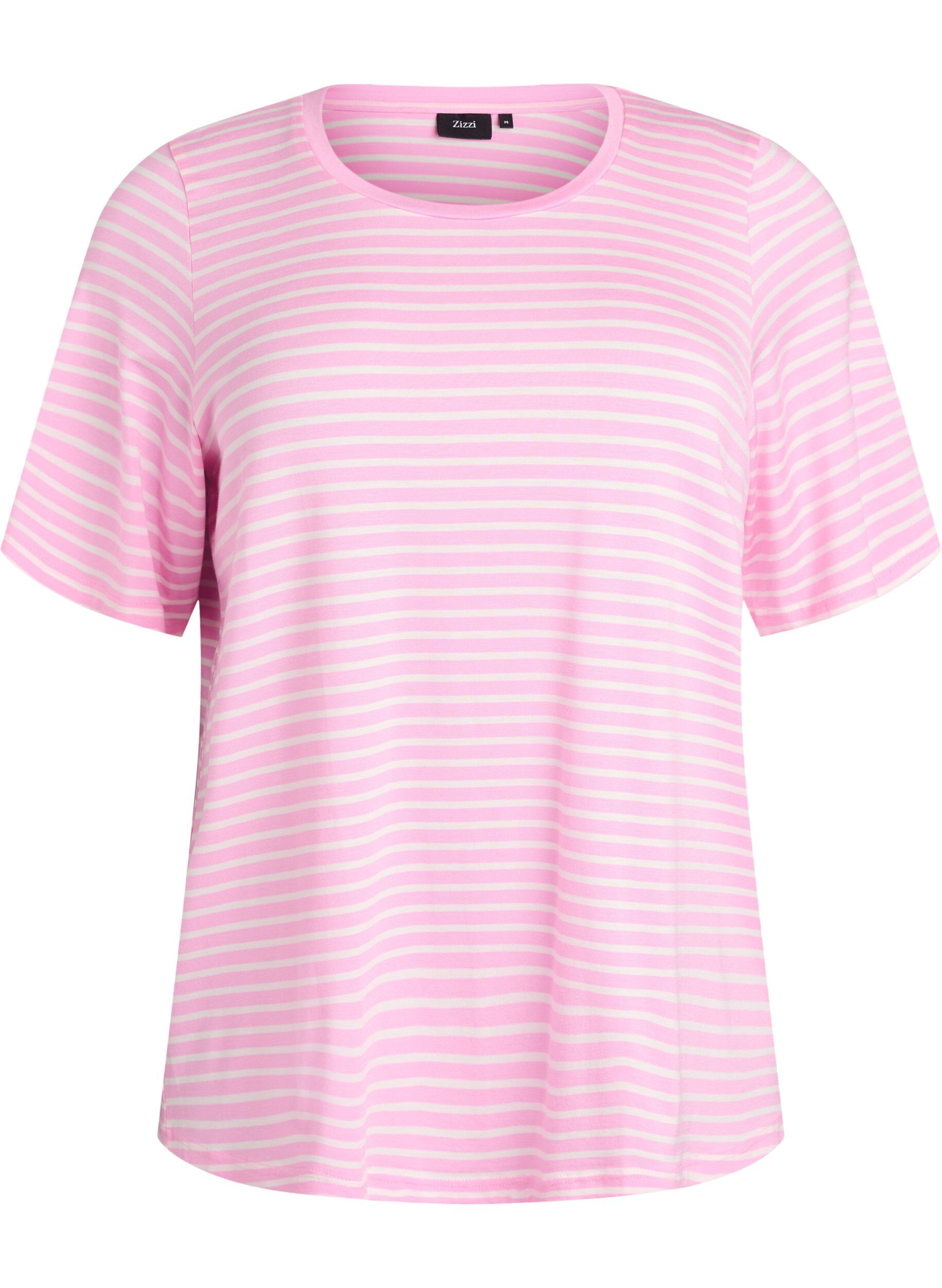 ZizziT-Shirt mit TENCEL&trade; Lyocell und Streifen, Pink, Packshot image number 0