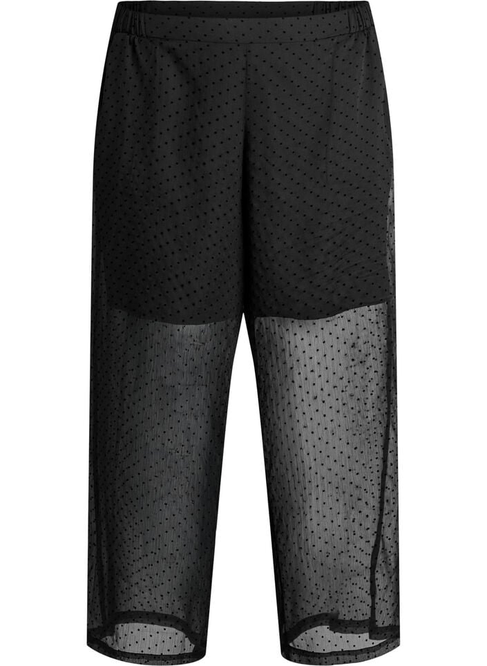 Lockere Hose aus Chiffon mit Punkten, Schwarz, Packshot