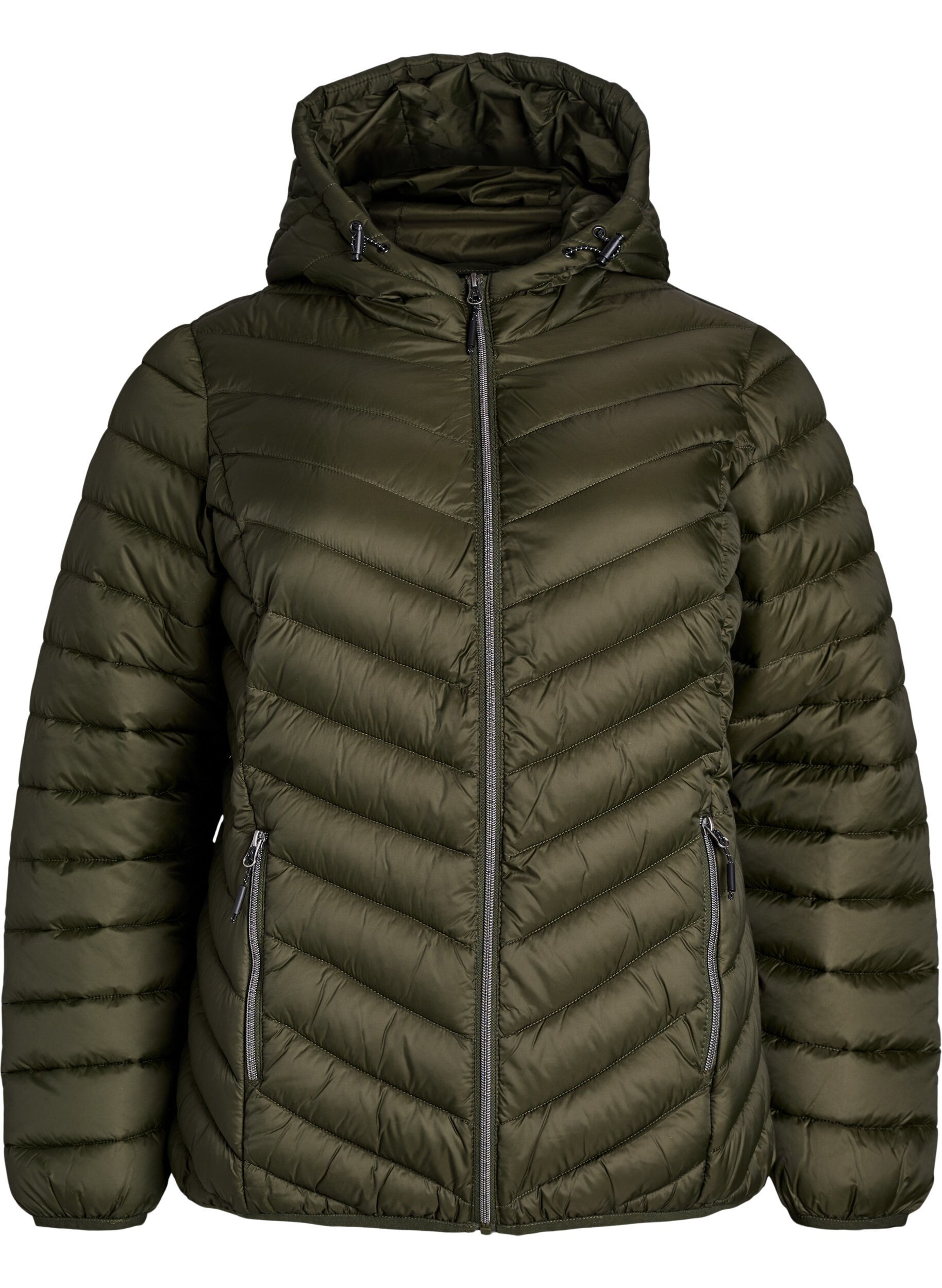 ZizziLeichte Steppjacke mit Kapuze, Gr&uuml;n, Packshot image number 0