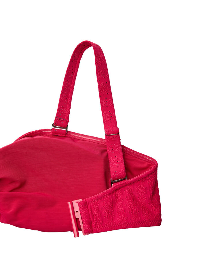 Bandeau-Bikini-Top mit Strukturmuster und abnehmbaren Tr&auml;gern, Pink, Packshot image number 3