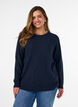 Melierte Strickbluse mit Rundhalsausschnitt, Blau, Model image number 0
