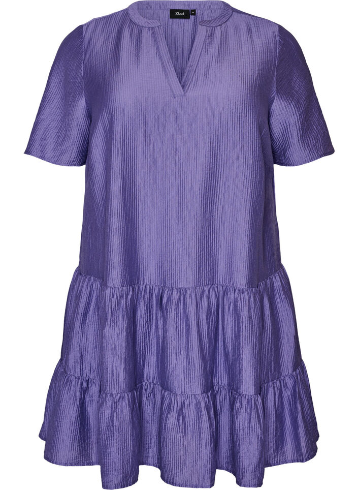 Strukturiertes A-Linien-Kleid, Lila, Packshot image number 0