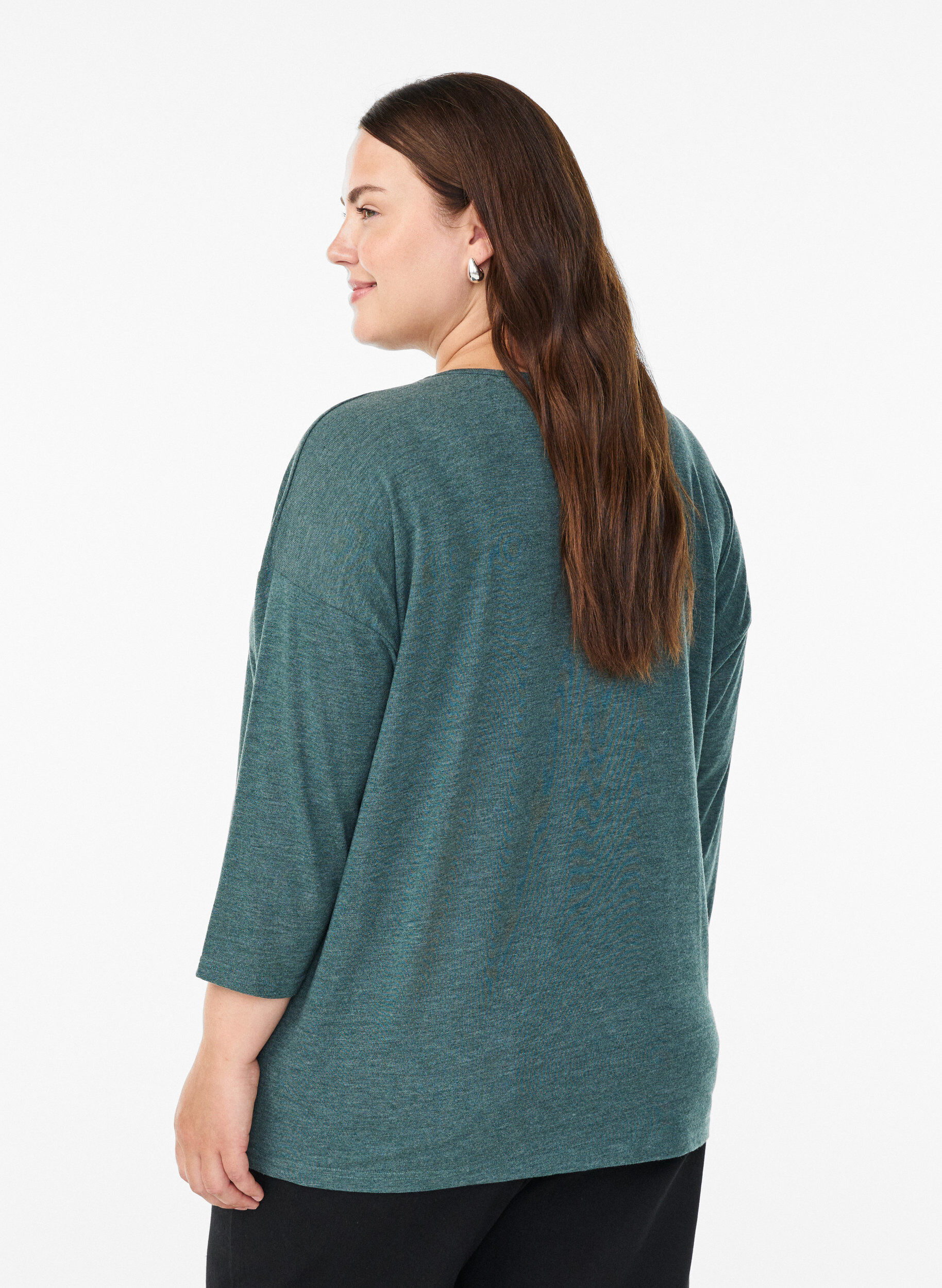 Zizzi Bluse aus Jersey mit 3/4-&Auml;rmeln , Gr&uuml;n, Model image number 2
