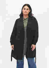 Trenchcoat mit Gürtel und Taschen, Black, Model