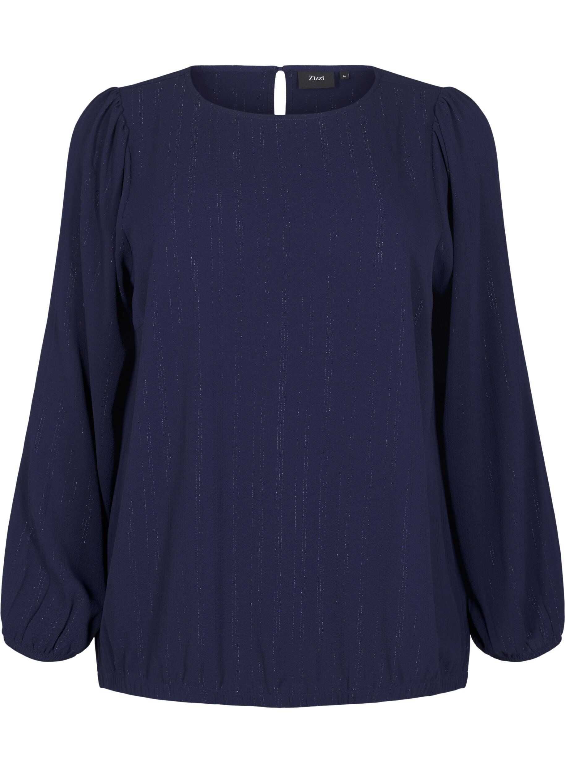 Zizzi Bluse mit Silberglitzer, Blau, Packshot image number 0