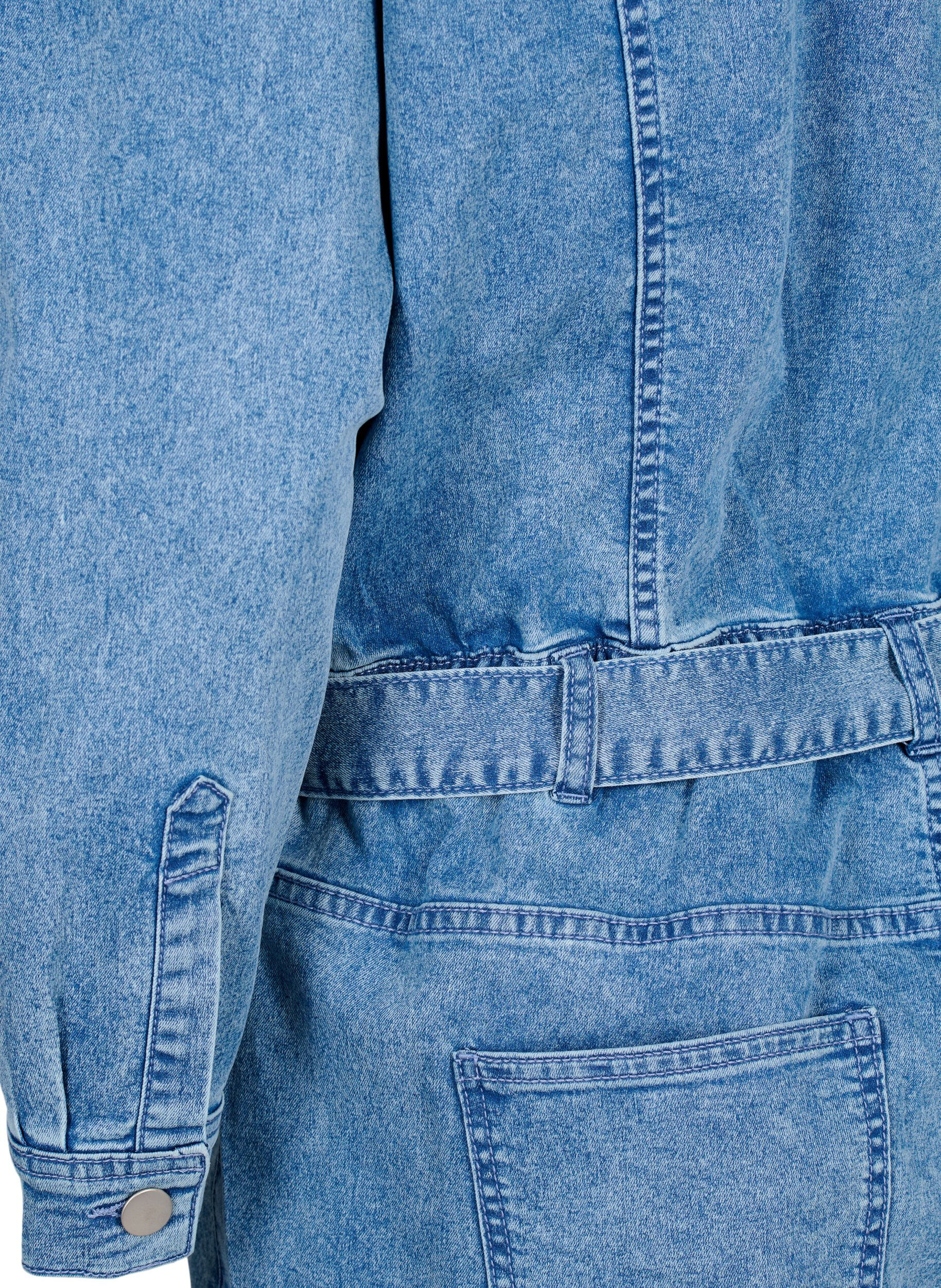 Zizzi Lang&auml;rmeliger Denim-Jumpsuit, Light Blue Denim, Packshot image number 4