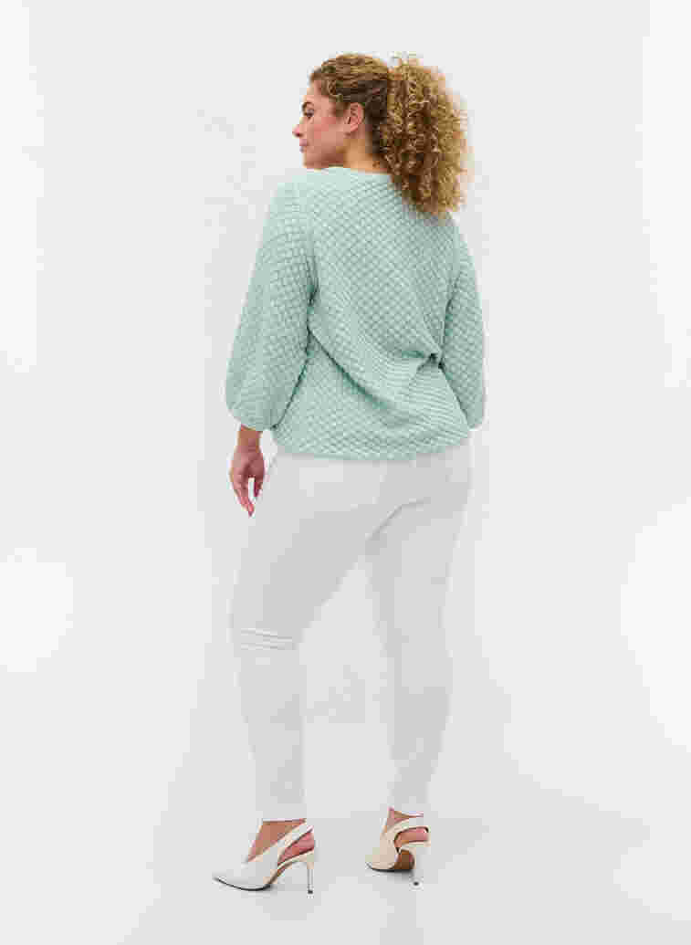 Super Slim Amy Jeans mit hoher Taille, Bright White, Model image number 2