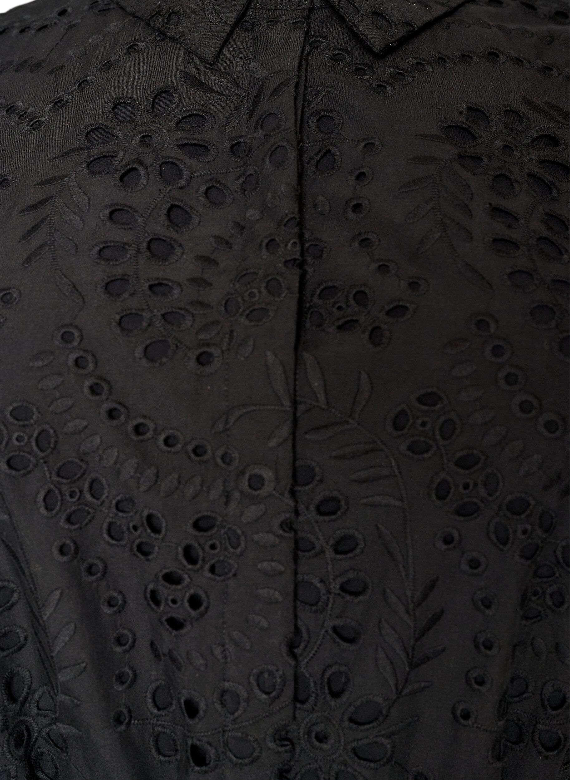 ZizziHemdblusenkleid aus Broderie Anglaise mit Bindeg&uuml;rtel, Schwarz, Packshot image number 2