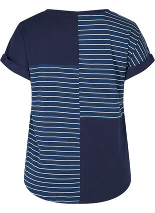 Kurzärmeliges Viskose-T-Shirt mit Streifen, Night Sky Stripe, Packshot image number 1