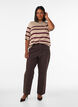 Gestreiftes Stricktop mit kurzen &Auml;rmeln, Beige, Model image number 1