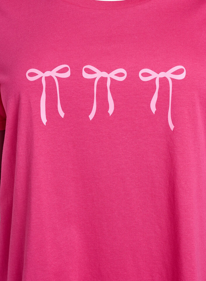 Baumwoll-T-Shirt mit Motiv, Raspberry w. Bows, Packshot image number 2