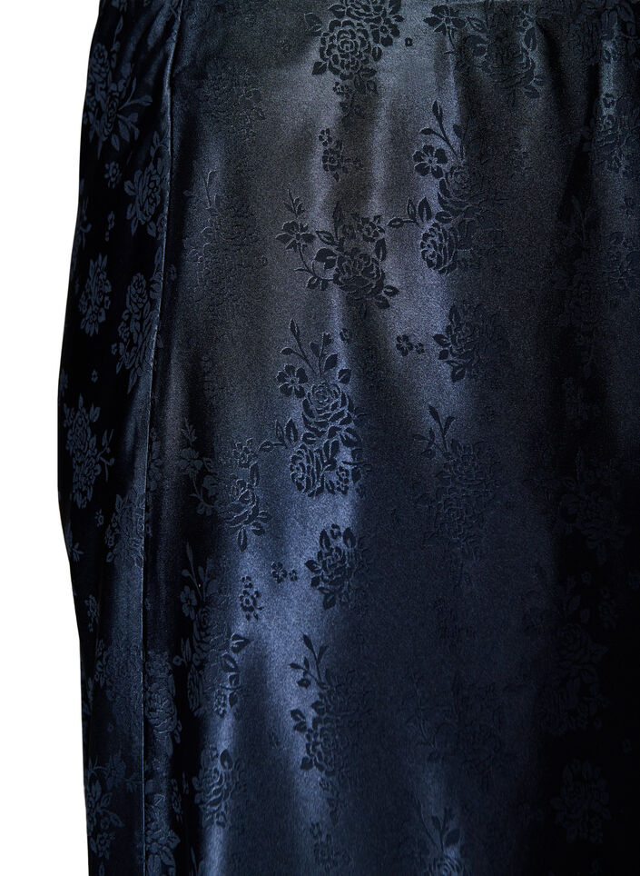 Rock aus Satin mit Ton-in-Ton-Blumenmuster, Blau, Packshot image number 2