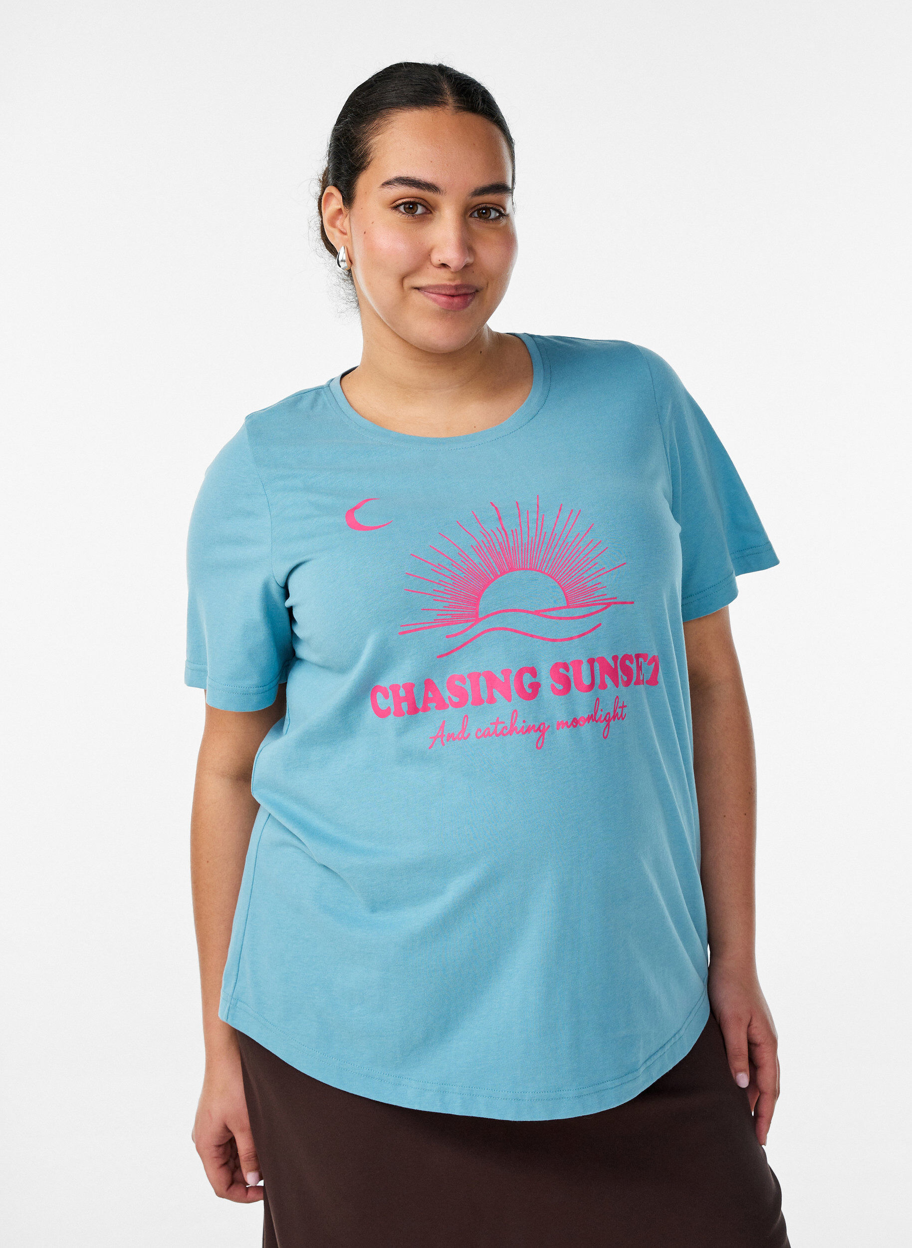 T-Shirt mit Print, Blau, Model