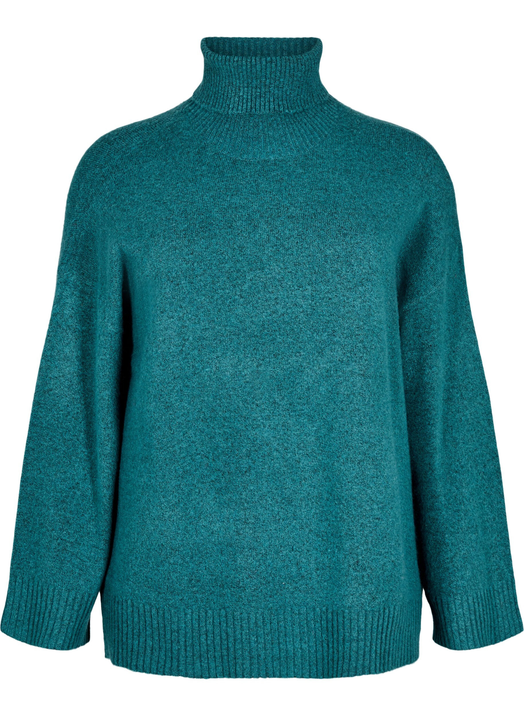 Zizzi Rollkragenpullover aus Strick, Atlantic Deep Mel., Packshot image number 0