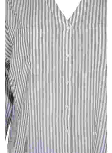 Gestreifte Tunika mit V-Ausschnitt und Knöpfen, Balsam Green Stripe, Packshot image number 2