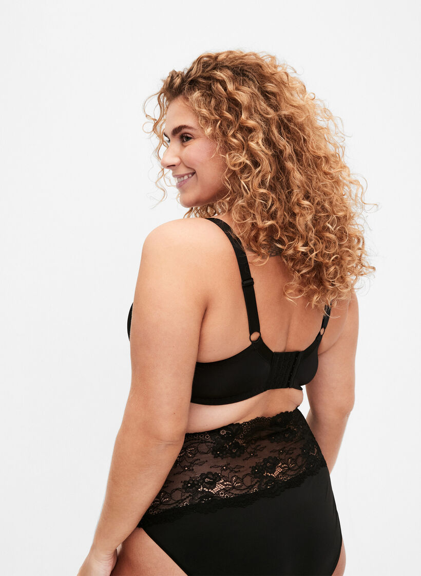 Geformter BH mit Spitze, Black, Model image number 1