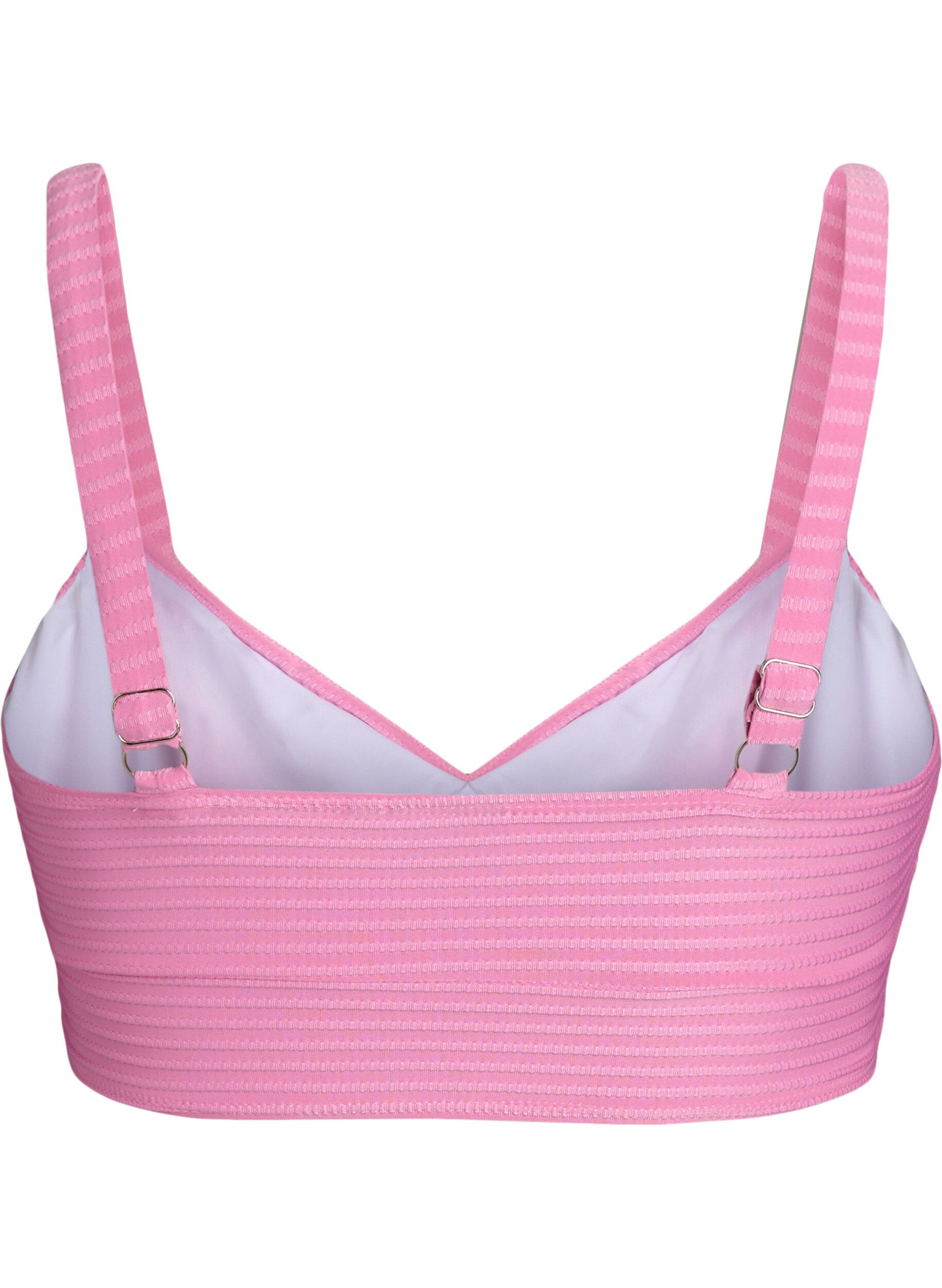 Zizzi Bikini Top mit Streifenstruktur und Criss-Cross, Pink, Packshot image number 1