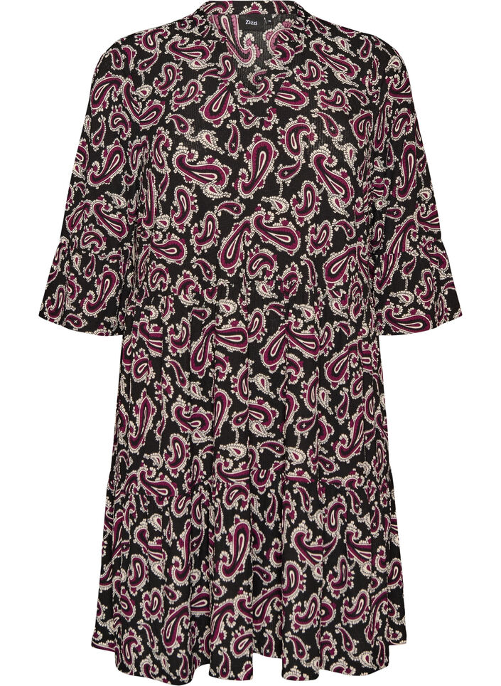 Kurzes A-Linien-Kleid aus Jersey mit Allover-Print, Dunkles Bordeaux, Packshot image number 0