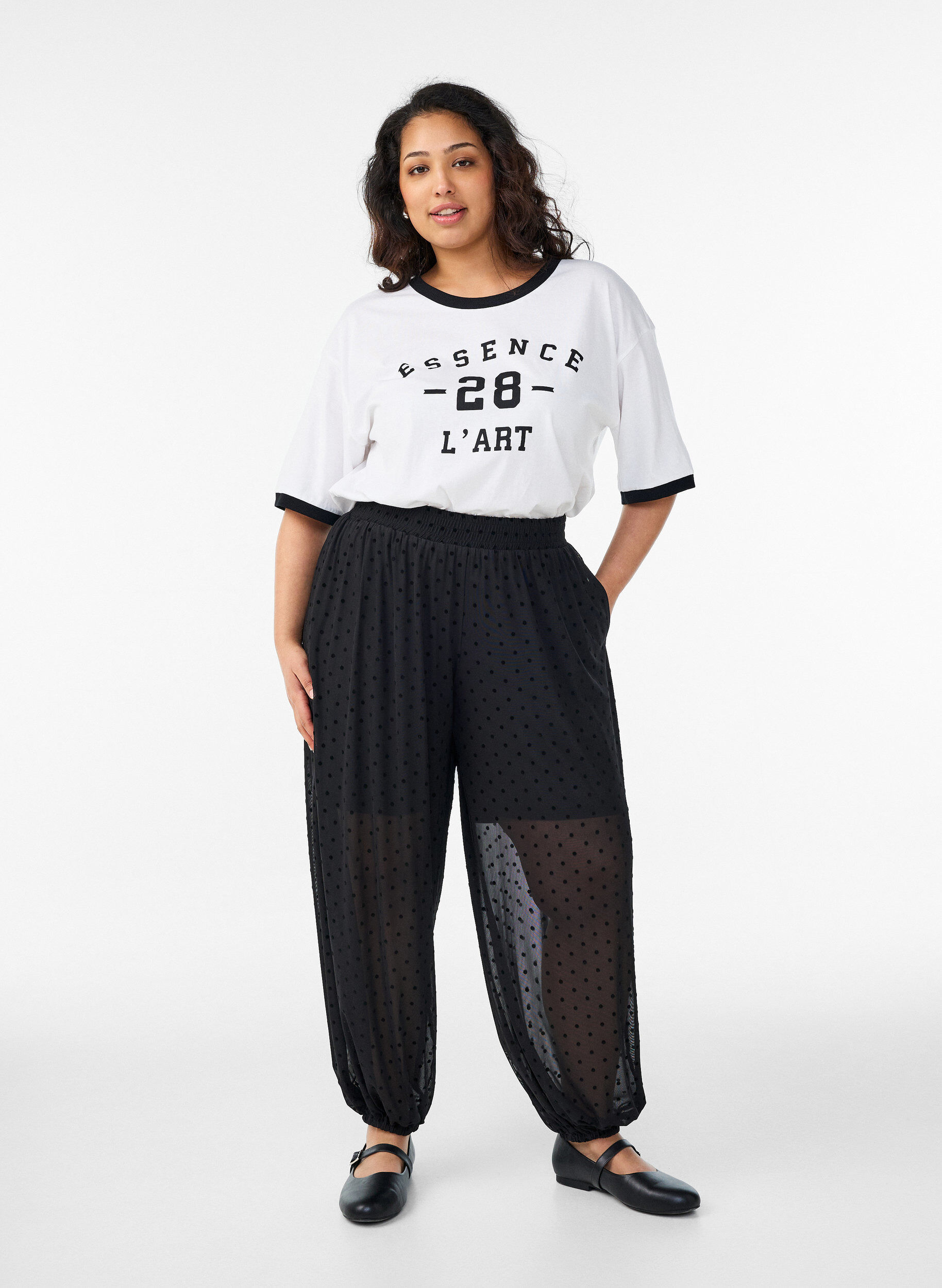 ZizziT-Shirt aus Baumwolle mit Textprint und Boxy-Fit, Wei&szlig;, Model image number 1