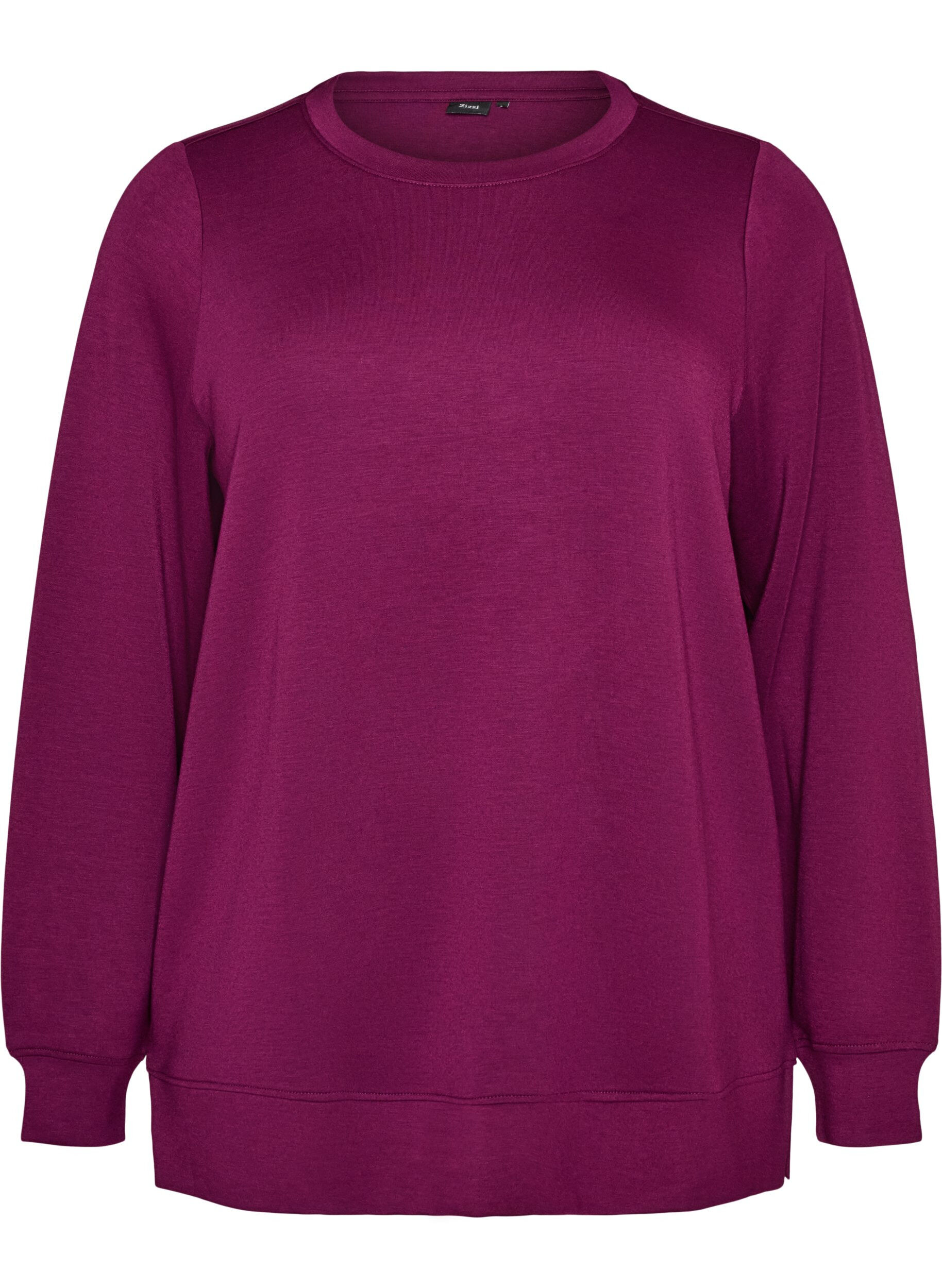 ZizziLang&auml;rmelige Bluse aus Jersey mit Rundhalsausschnitt, Lila, Packshot image number 0
