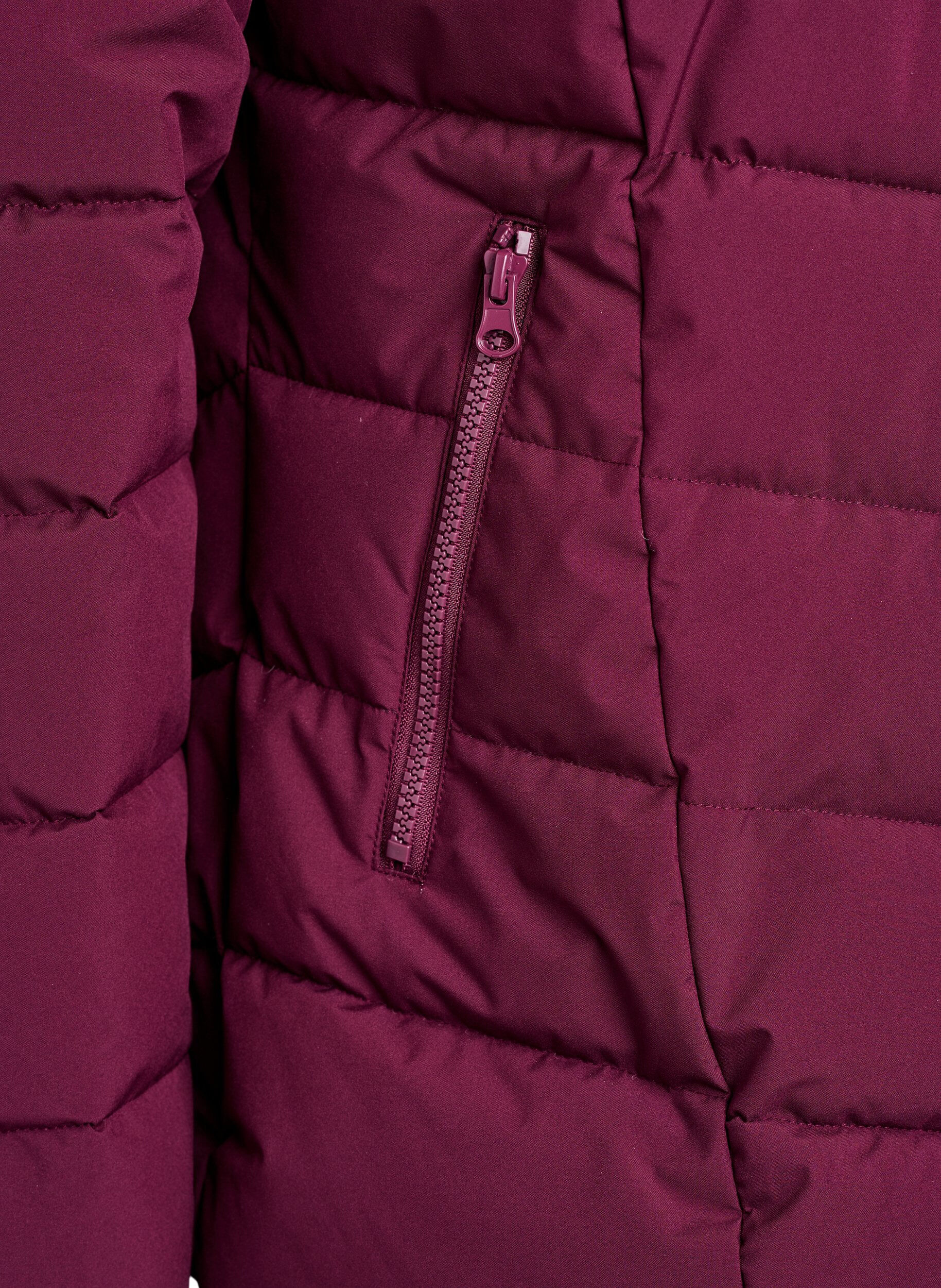 ZizziKurze Steppjacke mit Kapuze, Dunkles Bordeaux, Packshot image number 3