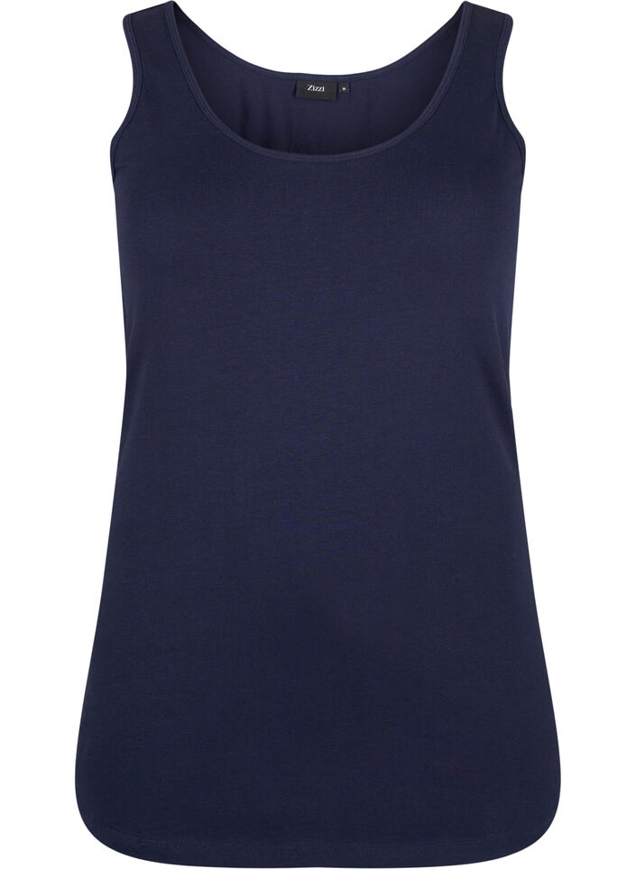 Solide Farbe Grundoberteil aus Baumwolle, Blau, Packshot image number 0