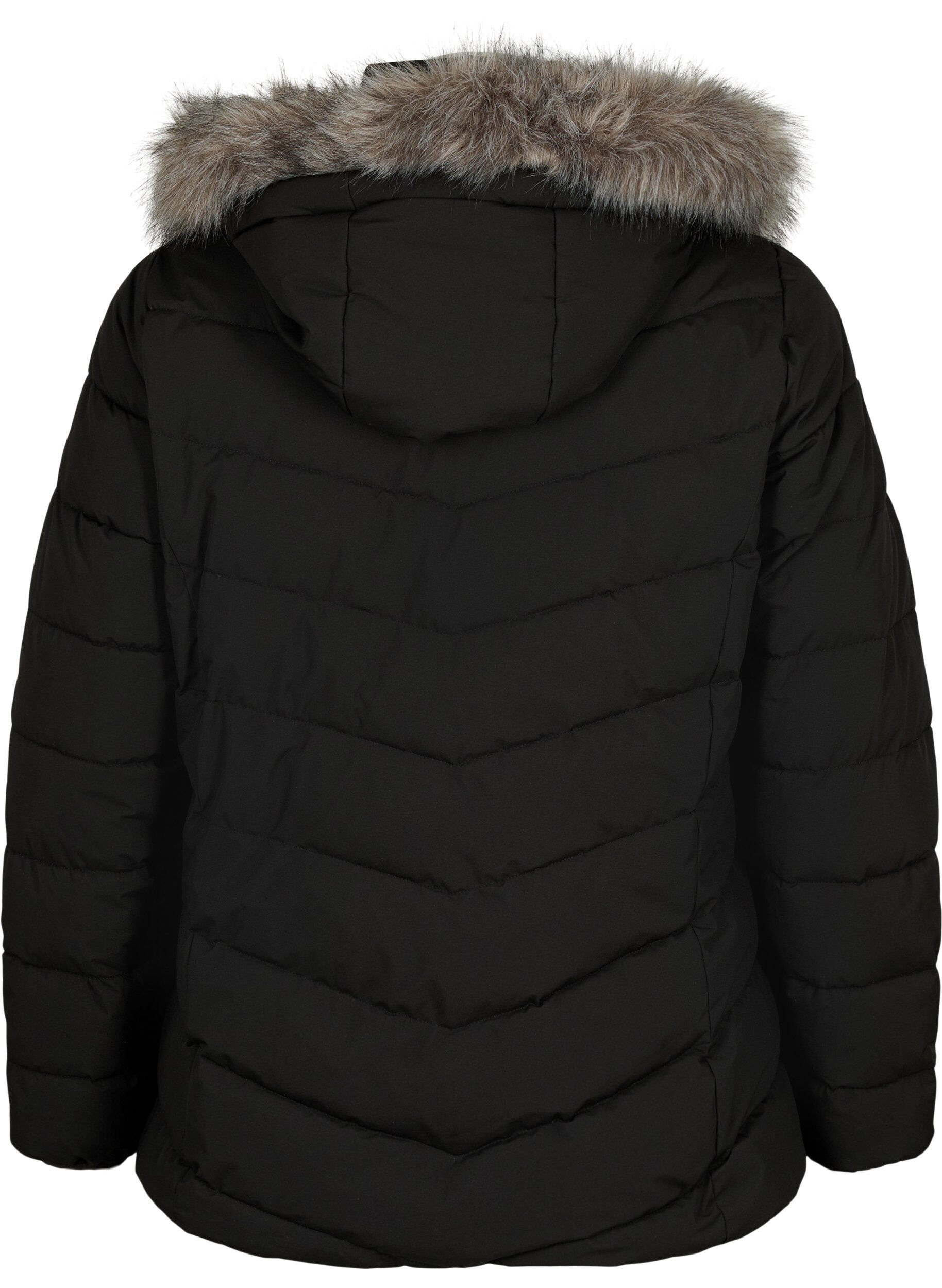 Zizzi Kurze Steppjacke mit Kapuze, Schwarz, Packshot image number 1