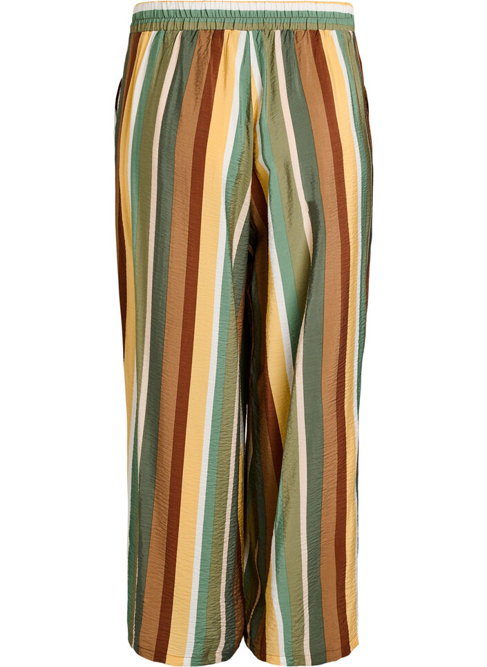 Lockere Hose aus Viskose mit Streifen, Braun, Packshot image number 1