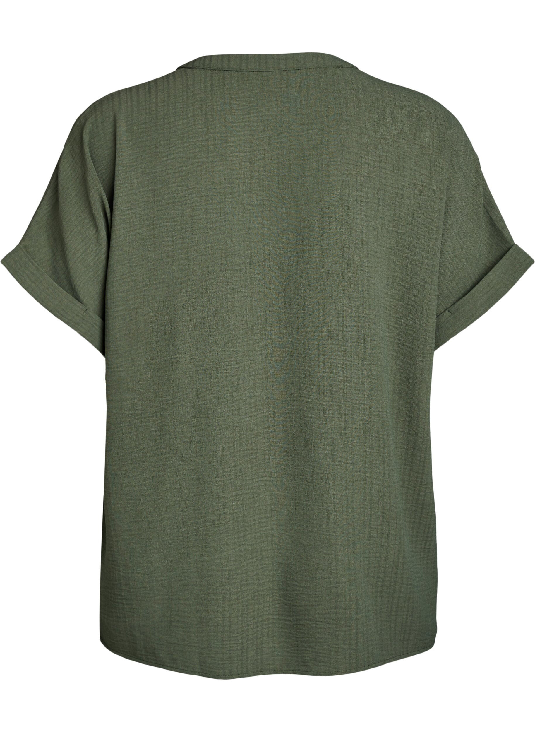 ZizziLockere Bluse mit kurzen &Auml;rmeln, Gr&uuml;n, Packshot image number 1