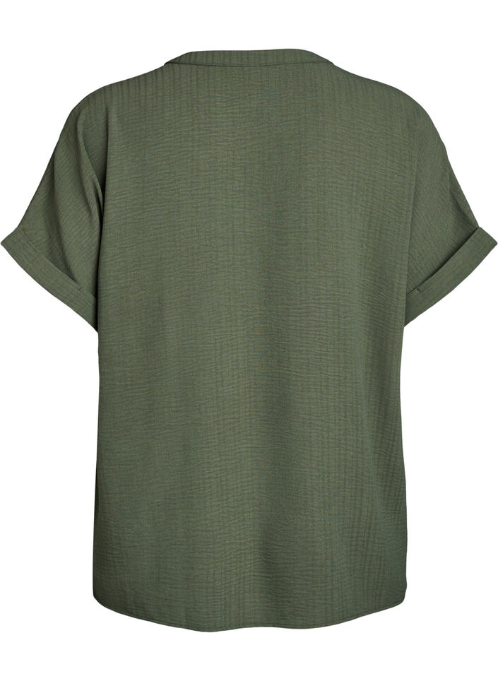 Lockere Bluse mit kurzen &Auml;rmeln, Gr&uuml;n, Packshot image number 1