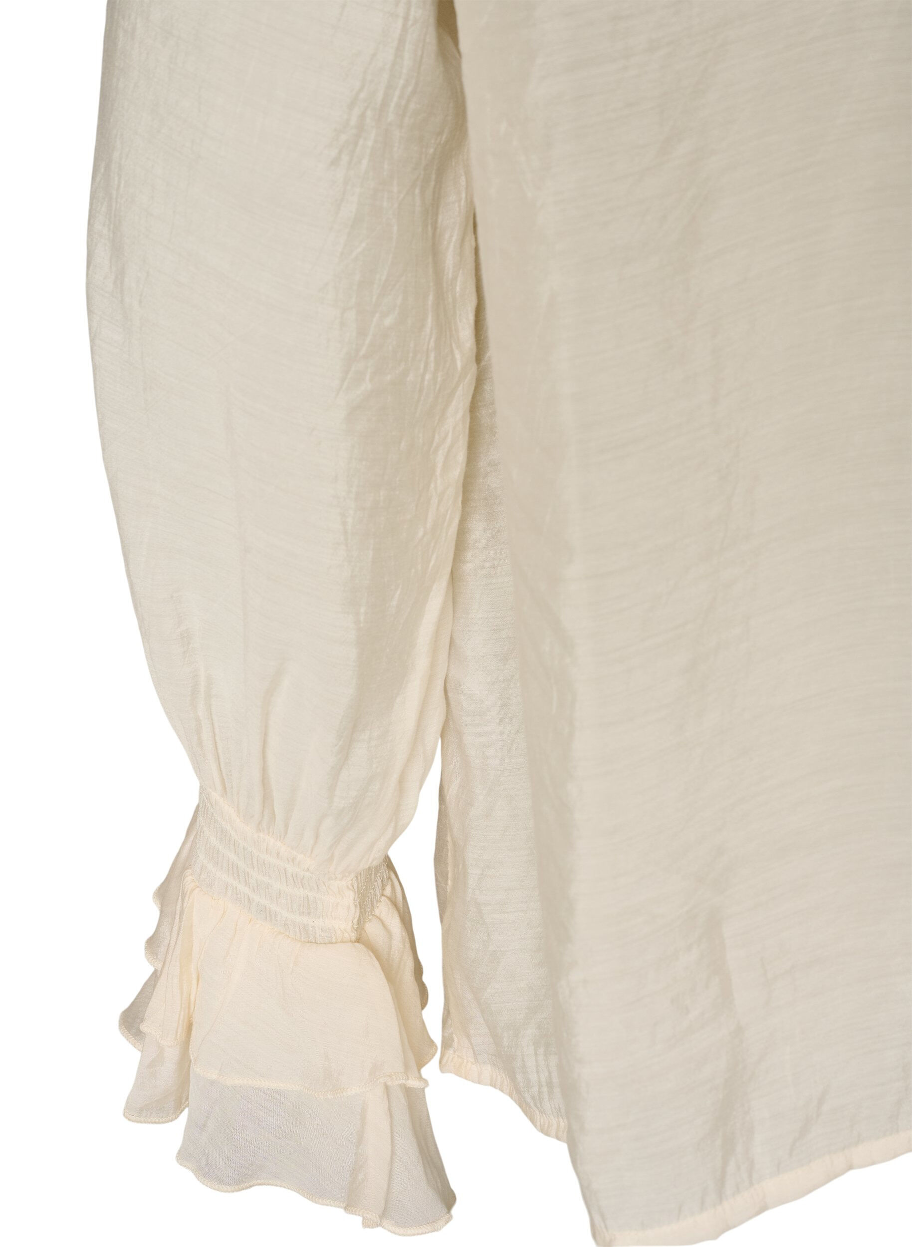 ZizziViskosebluse mit R&uuml;schen und langen &Auml;rmeln, Vanille, Packshot image number 3