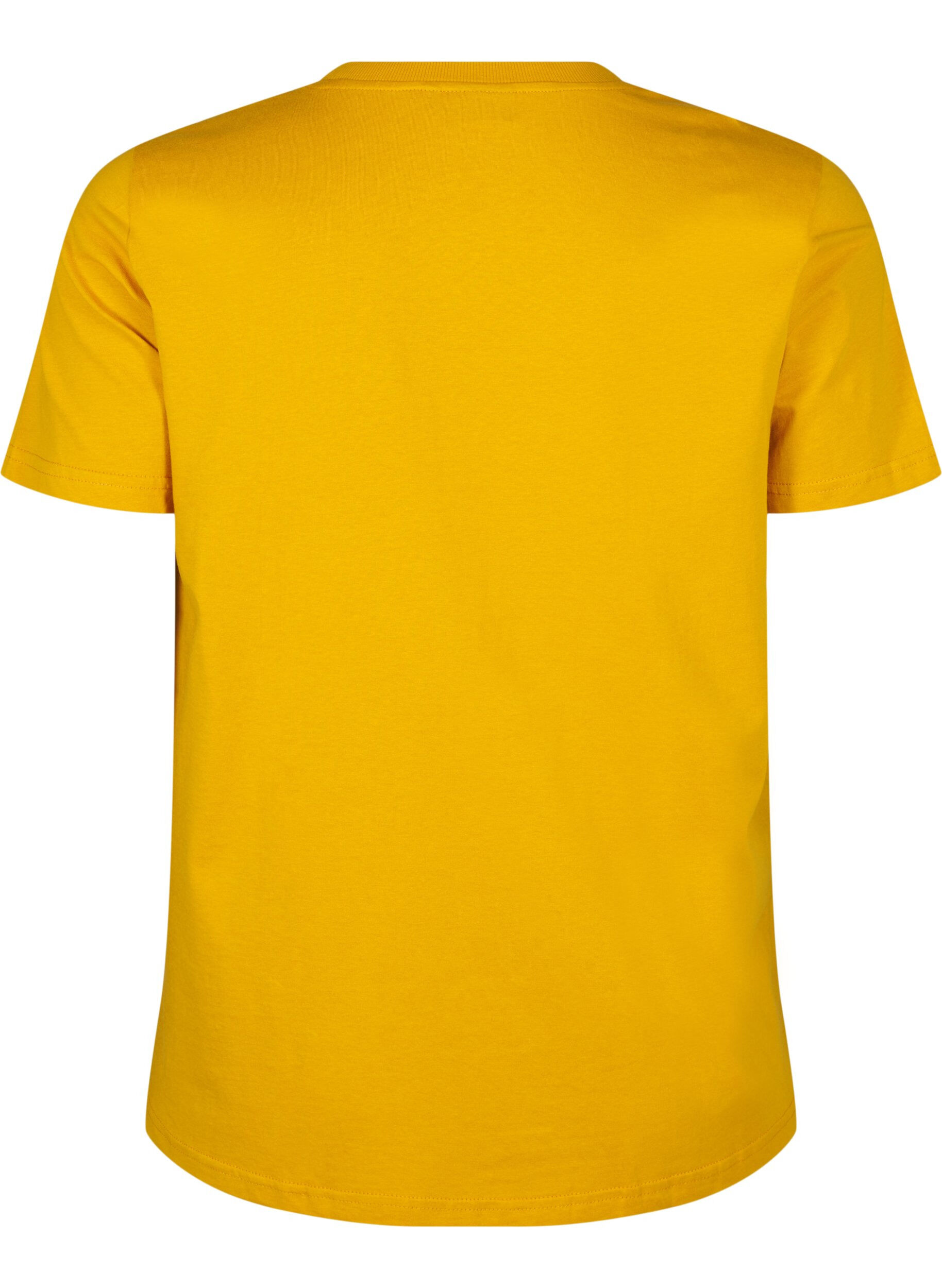 Zizzi Basic-T-Shirt aus Baumwolle mit Rundhalsausschnitt, Gelb, Packshot image number 1