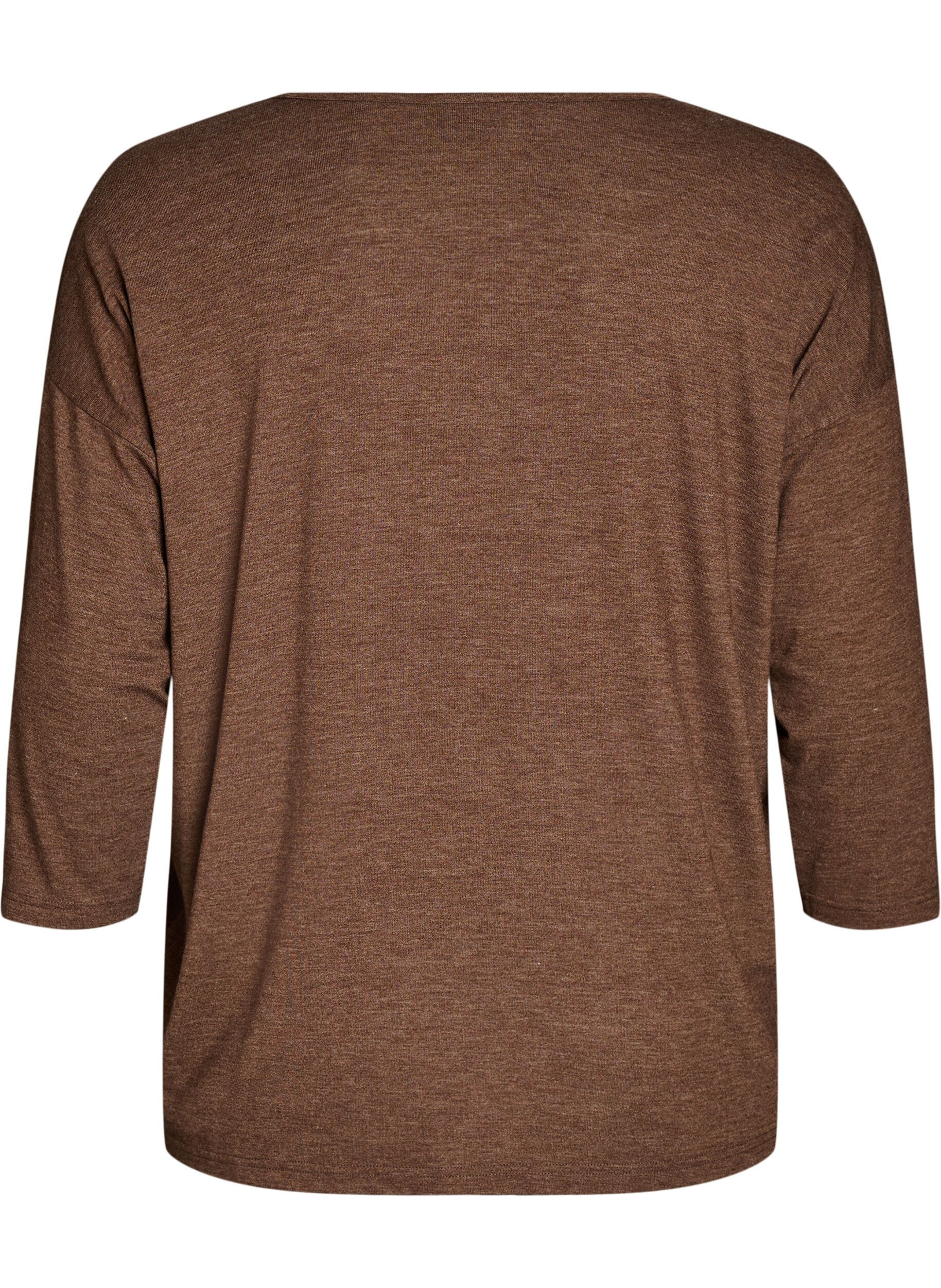 ZizziBluse aus Jersey mit 3/4-&Auml;rmeln, Braun, Packshot image number 1